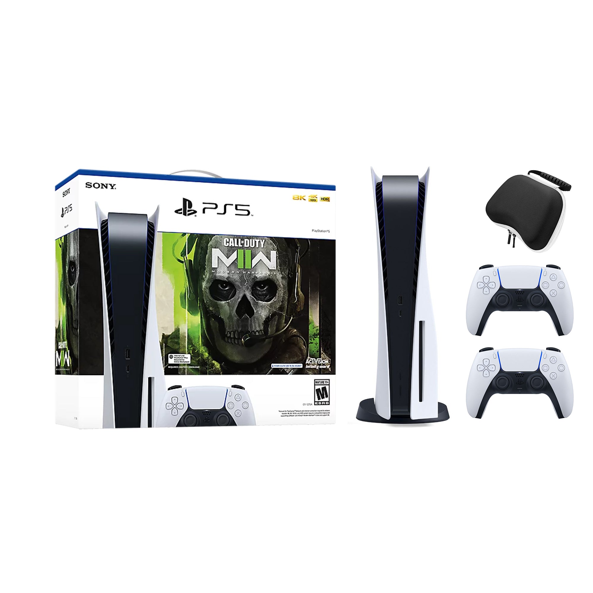 PlayStation 5 Disc Edition Call of Duty Modern Warfare II Bundle with Two DualSense Controllers and Mytrix Hard Shell Protective Controller Case PlayStation 5 Disc Edition Call of Duty Modern Warfare II Bundle with Two DualSense Controllers and Mytrix Hard Shell Protective Controller Case